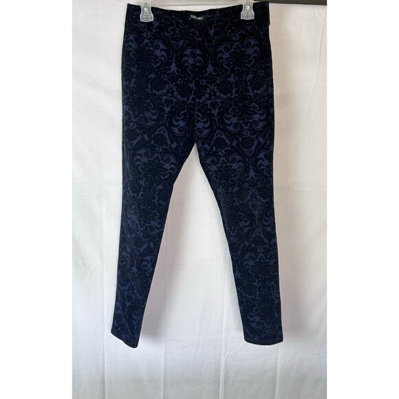 Roz & Ali Womens Medium Blue Black Floral Burnout Pants - Picture 1 of 9